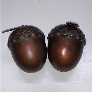 Pair of Cute Metal Acorns Large Brown - Fall Decor